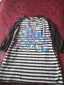 Striped Casual Dress stretchable with 2 pockets