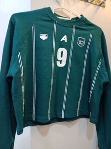 Green Cropped Number Sweatshirt