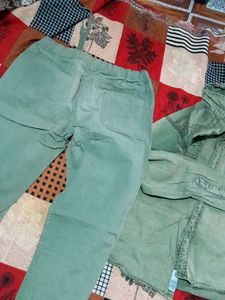 Army Green Pant With Denim Shirt