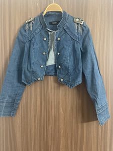 Imported Women Denim Cropped Jacket