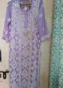 Lavender Embroidered chikankari kurta