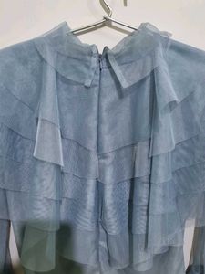 Korean Grey Top With Bell Sleeves