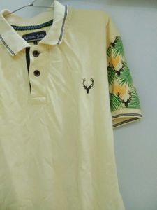 MENS YELLOW POLO NECK TSHIRT