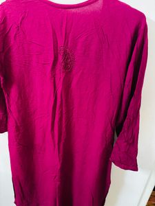 Magenta Embroidered Kurta