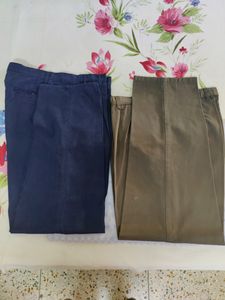 Combo 2 Men Pants Khaki And Navy Blue Color