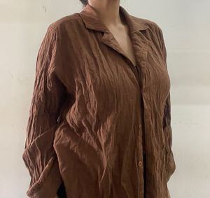 🤎Brown Textured Button-Up🤎