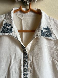 Embroidered White Tunic Kurti Set