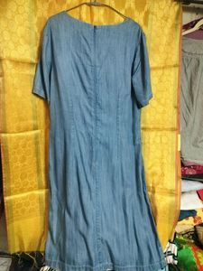 L Size Denim Dress With Pockets