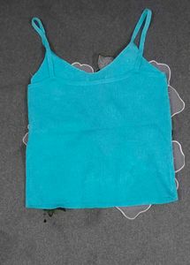 Net Flowers Stylish Strips Cyan Crop Top🫶💙😍
