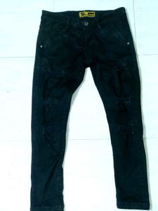 Distressed Black Denim Jeans