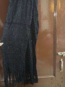 Elegant Black Scarf with Fringe