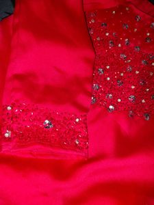 Rose Colour Straight Kurti With Stone Work