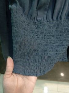 Smocked Grey Top with full sleeves