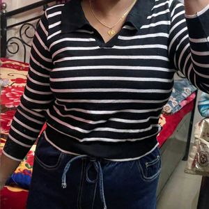 Striped Black &amp; White Top