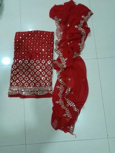 Red Mirror Work Salwar Kameez Set