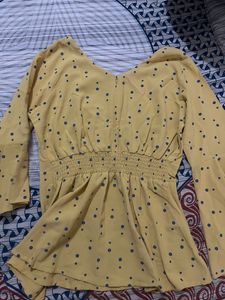 Yellow And Blue Polka Dot Top