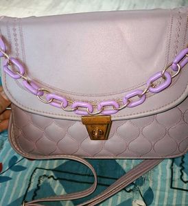 Lilac Quilted Crossbody Bag
