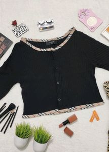 Crop Black Trendy Jacket And Top