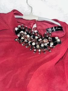 Maroon Party Wear Maxi Dress