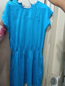 Blue Embroidered Summer Dress