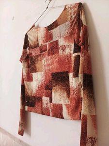 Patterned Long Sleeve Crop Top