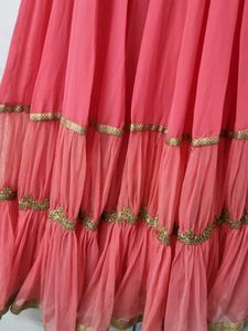 Elegant Coral Anarkali Kurta