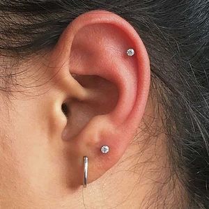 Earrings Set of Hoops and White Stud &amp; Pendants