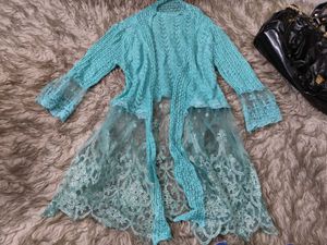 Whimsical Mermaidcore Lace Embroided Shrug