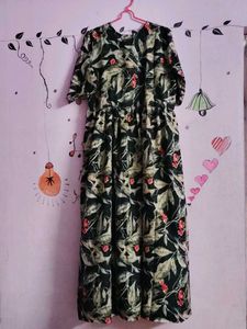 Large Multicolored Black Viscose Rayon Women Gown
