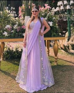 🆕🆕Lilac Colour Drape Saree with Shrug