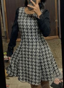 Korean Chic Tweed Mini Dress