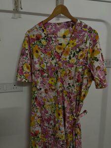 Multi Floral Wrap Cotton Dress (PLUS SIZE)