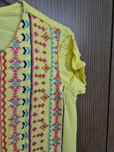 Yellow Long Embroidered Dress