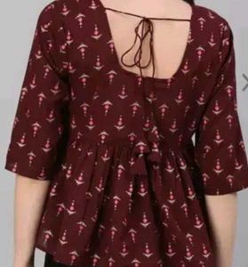 Marron Peplum Top