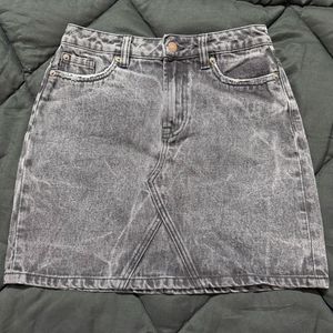 Washed Black Denim Mini Skirt