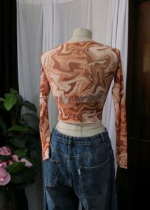 Swirl Print Long Sleeve Top