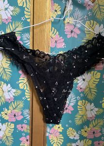 Victoria&#39;s Secret Black Lace Thong