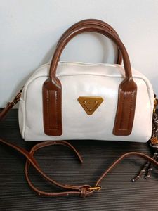 LURADSA Unique Vintage Inspired White &amp; Brown Ba