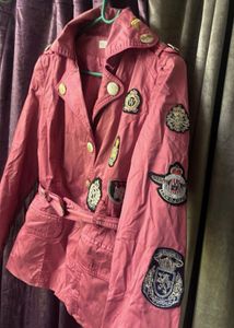 Pink Embellished Trench Coat