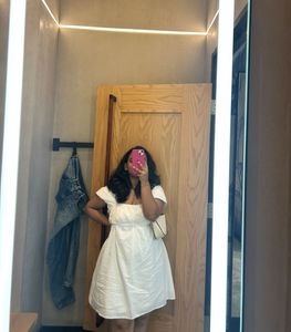 White Puff-Sleeve Cotton Dress