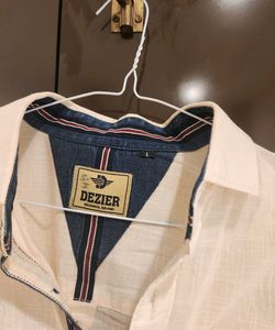 Dezier Men’s Cream Casual Shirt – Excellent