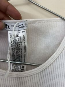 ZARA White Embellished  Tank Top