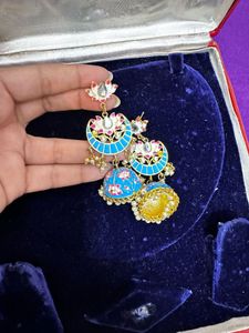 Blue Kundan Jhumka