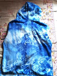 Blue woolen Tie-Dye Hoodie