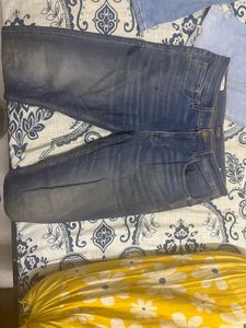 Blue Denim Jeans with pen marks