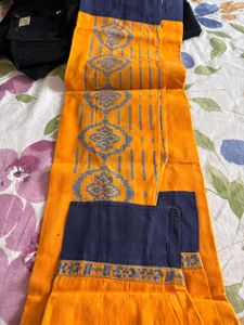 Handwoven Mustard Yellow & Navy Kurta