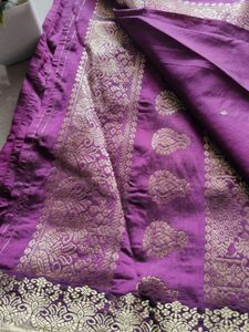 Elegant Purple Saree with Gold Border