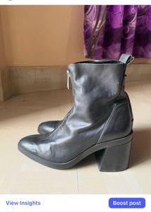 Zara Black Leather Ankle Boots