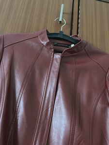 Burgundy Faux Leather Jacket