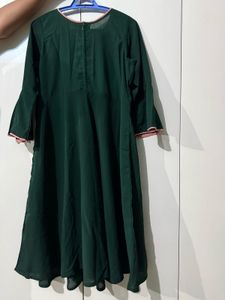 Bottle Green A Line Kurti For Daily Or Festive Use